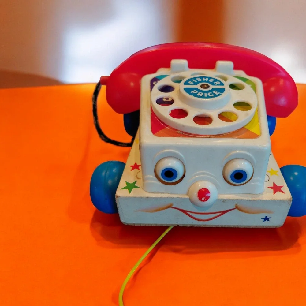 Vintage Fisher Price Chatter Telephone Pull Toy‎ Classic Rainbow Kids Play Toy